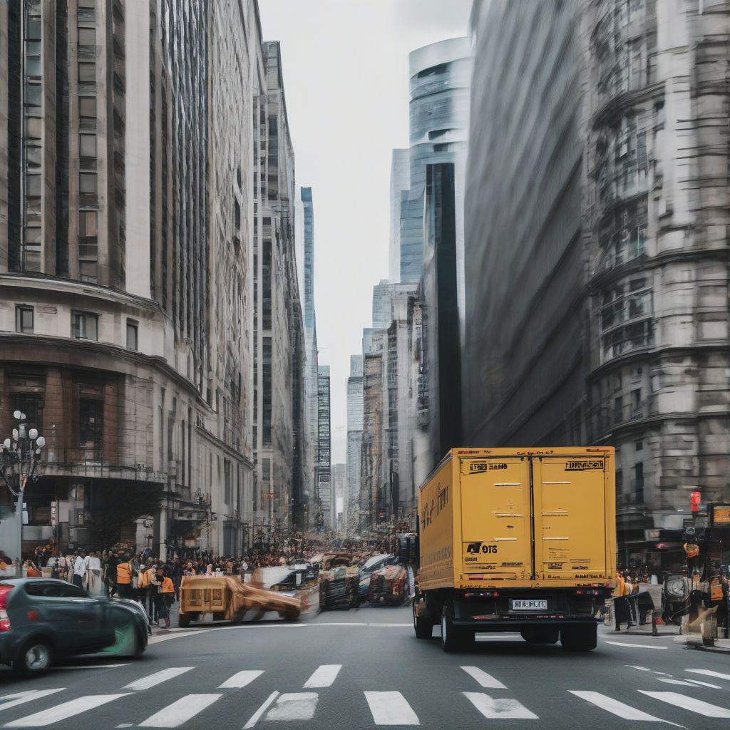 Moving Truck in City